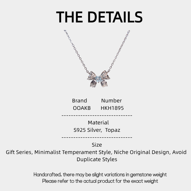 Topaz S925 Silver Bowknot Pearl Necklace