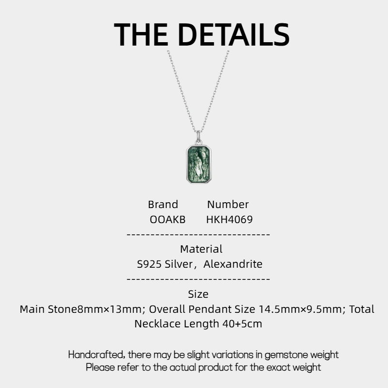 Women's Geometric Rectangular Moss Agate Pendant