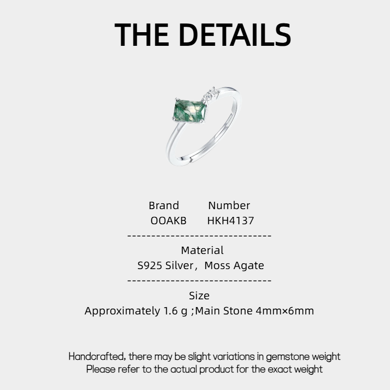 Unique Moss Agate Open Ring