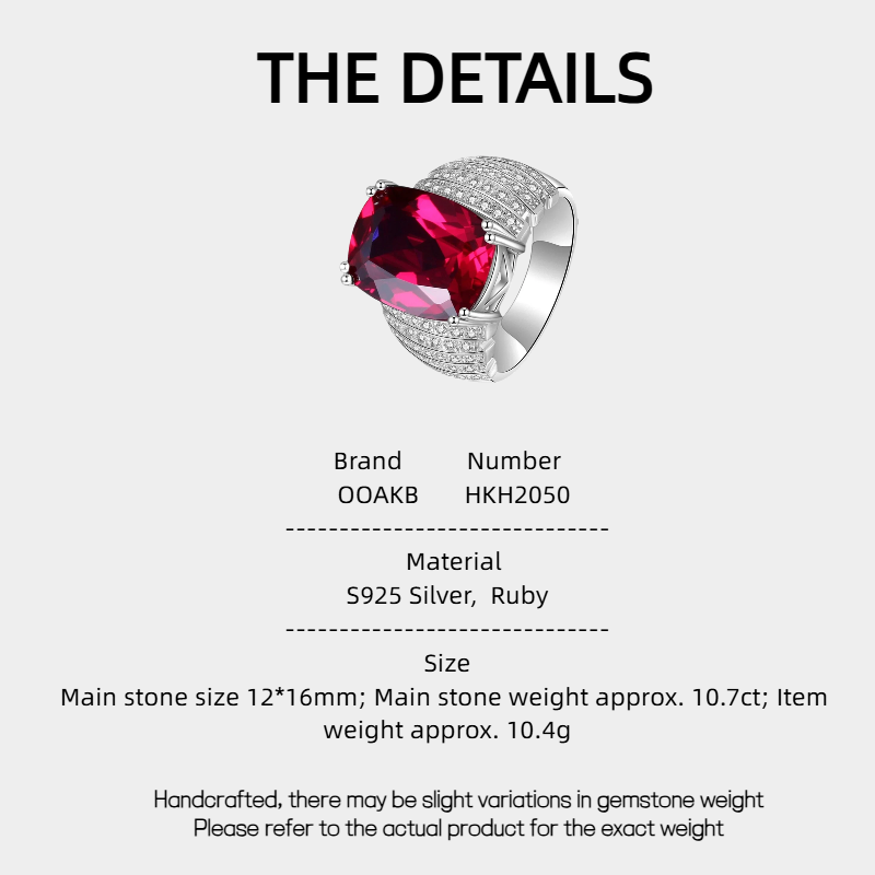 Silver Thick Plated White Gold Ruby Men's Ring 10.7ct