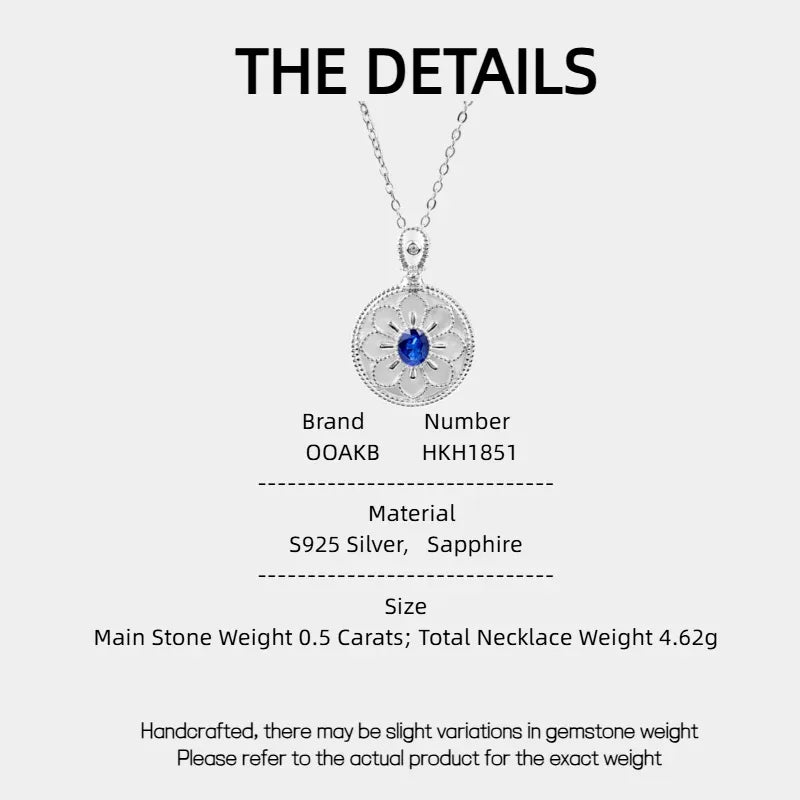 Sapphire S925 Silver Flower Border Collarbone Necklace - OOAKB