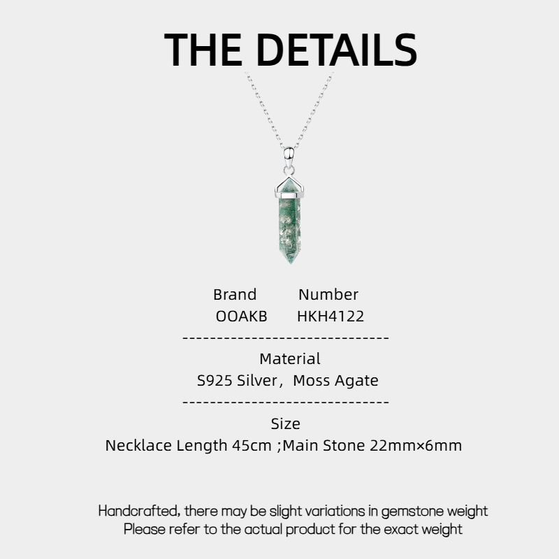 Bullet Head Moss Agate Pendant