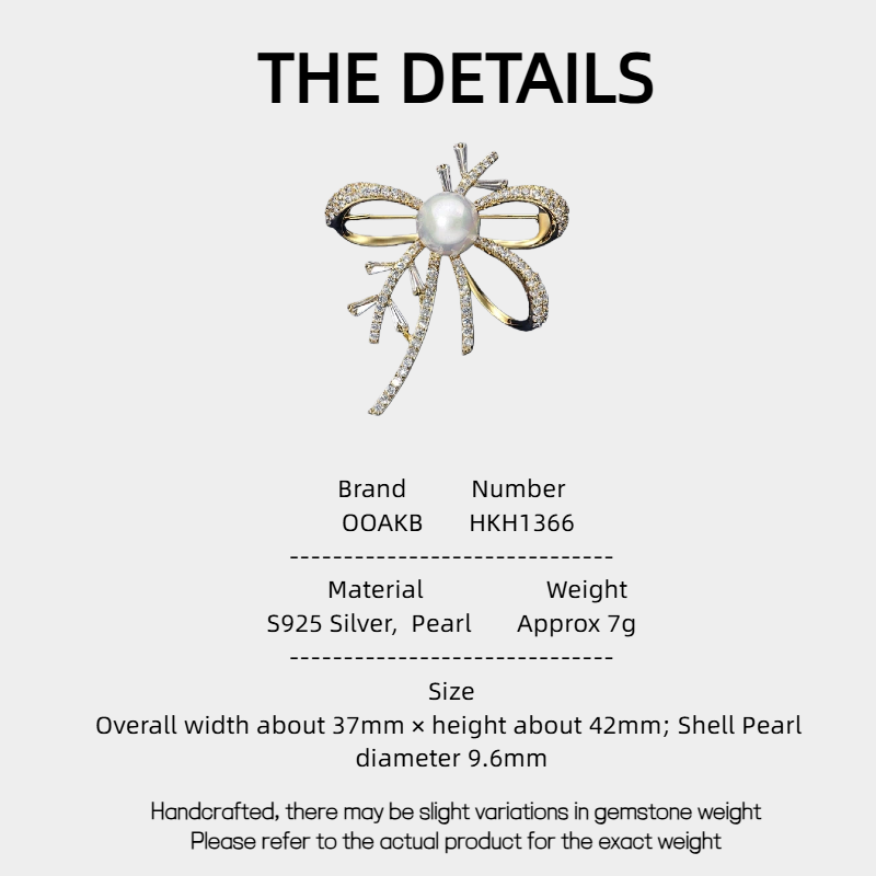Chanel-style Bowknot Shell Pearl Brooch