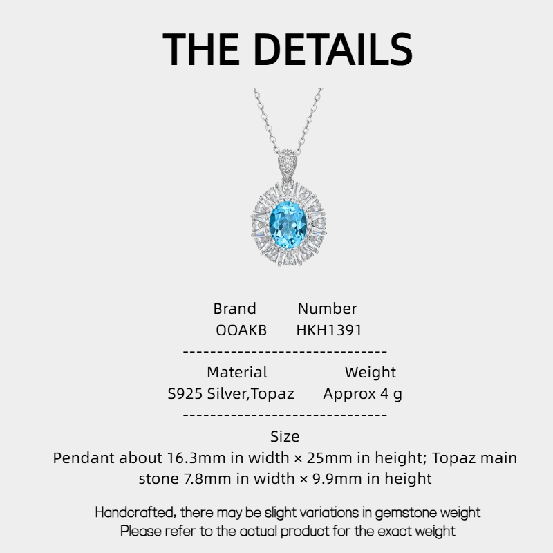 Topaz Collar Necklace Women's Style S925 Silver