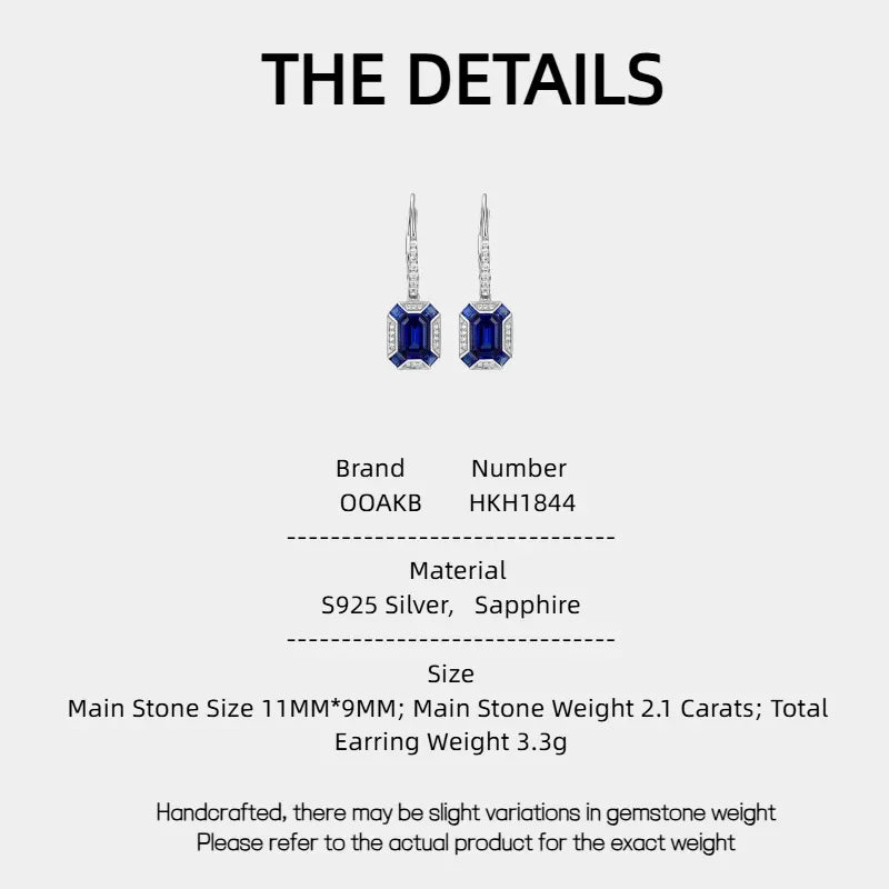 Sapphire S925 Silver White Zircon Frame Earrings - OOAKB