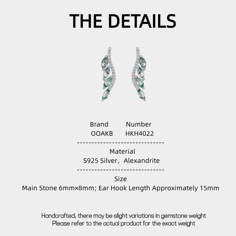 Personality Leaf Moss Agate Unisex Earrings