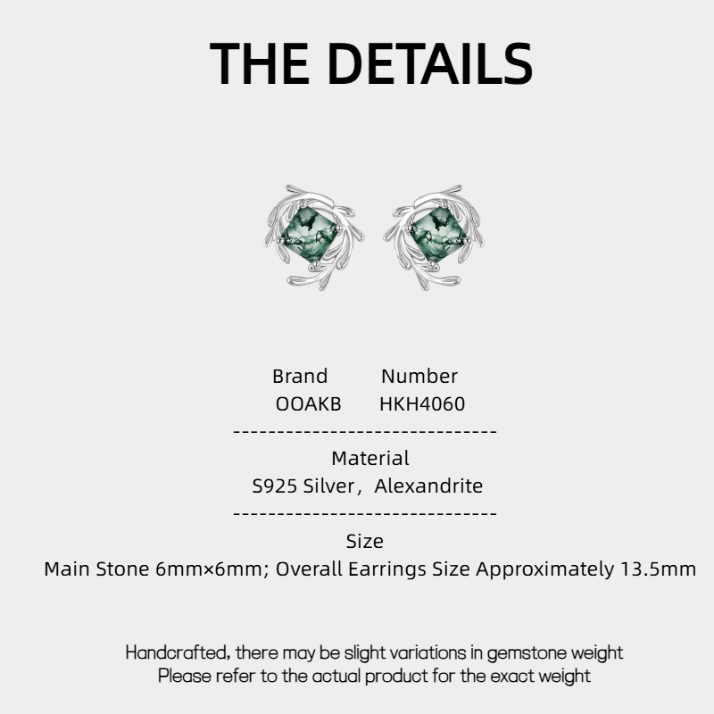 New Style Olive Branch Design Moss Agate Earrings