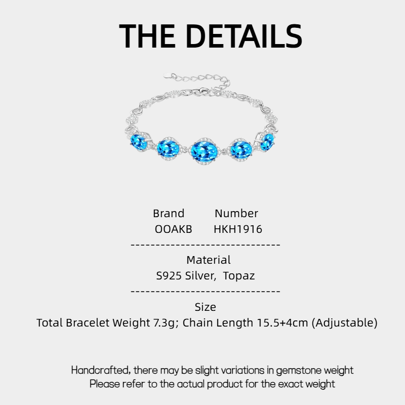 Topaz S925 Silver Heart Box Chain Bracelet