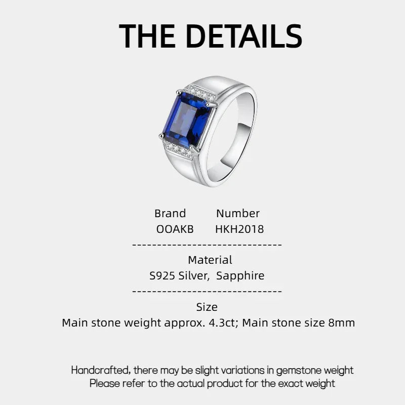 Silver Plated Gold Sapphire Men's Ring 4.3ct - OOAKB