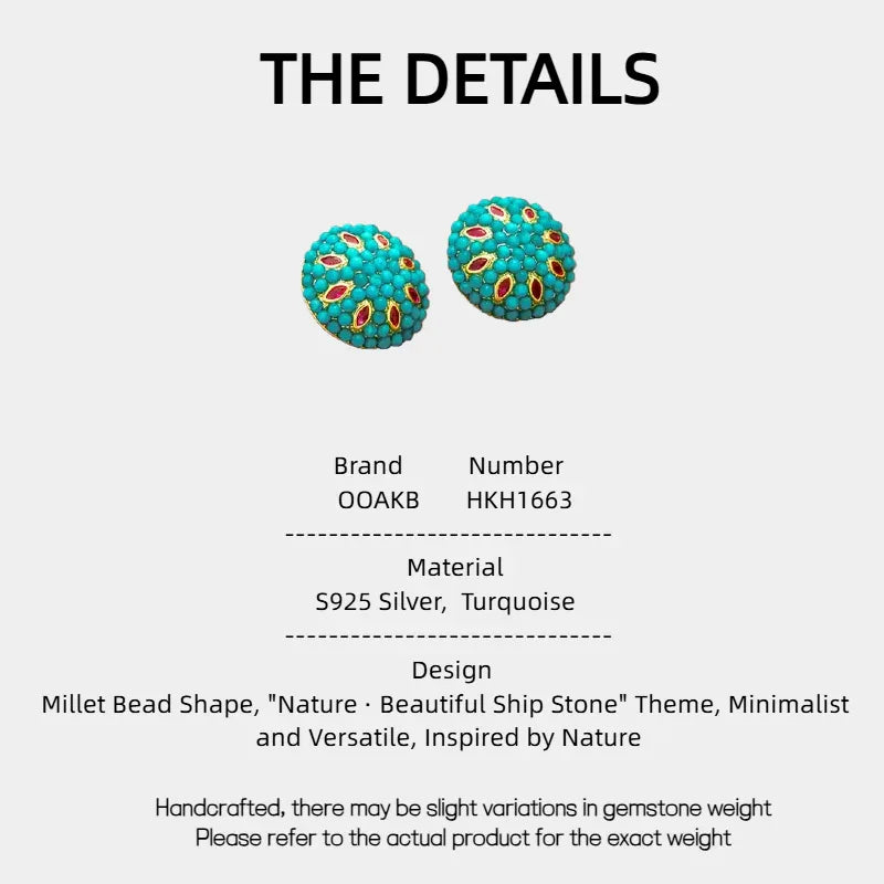 Turquoise Millet Bead S925 Silver Earrings - OOAKB