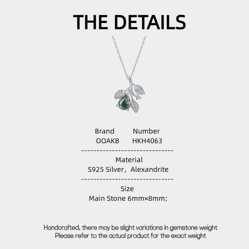 Leaf Vine Moss Agate Pendant Necklace