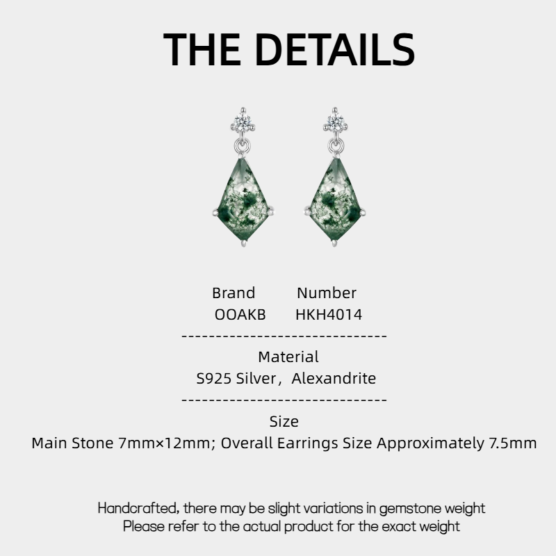 Moss Agate Rhombus Geometric Earrings