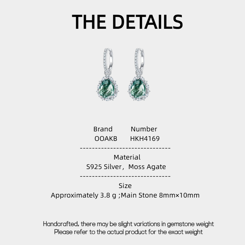 New Style Pear-Shaped Moss Agate Earrings