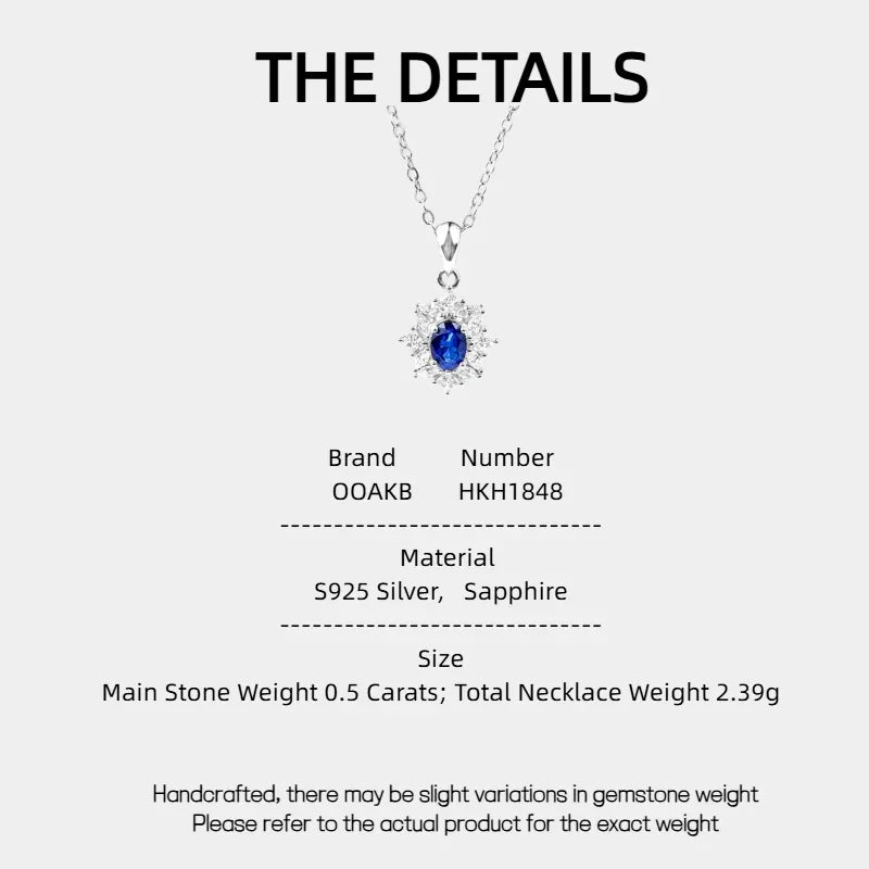 Sapphire S925 Silver Snowflake Shape Collarbone Necklace - OOAKB