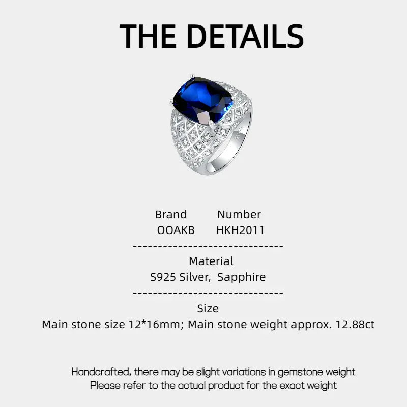 Silver Plated Gold Royal Blue Sapphire Men's Ring - OOAKB