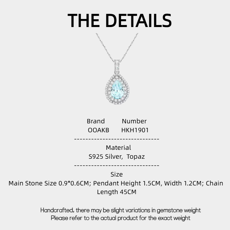 Topaz S925 Silver Teardrop-Shaped Necklace