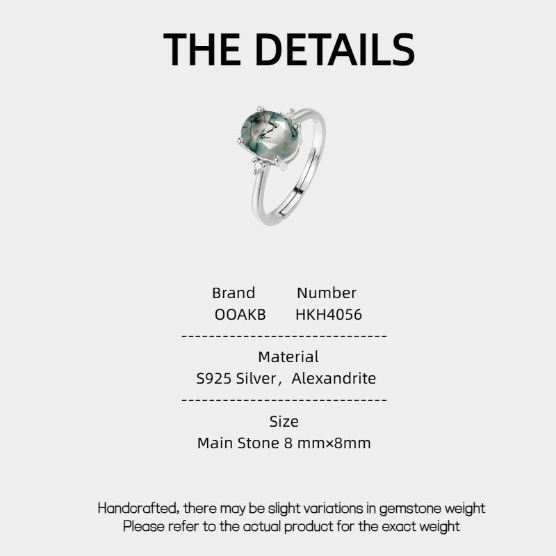 New Style Minimalist Round Moss Agate Ring