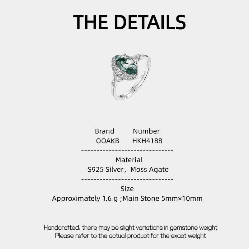 New Style Personalized Moss Agate Open Ring