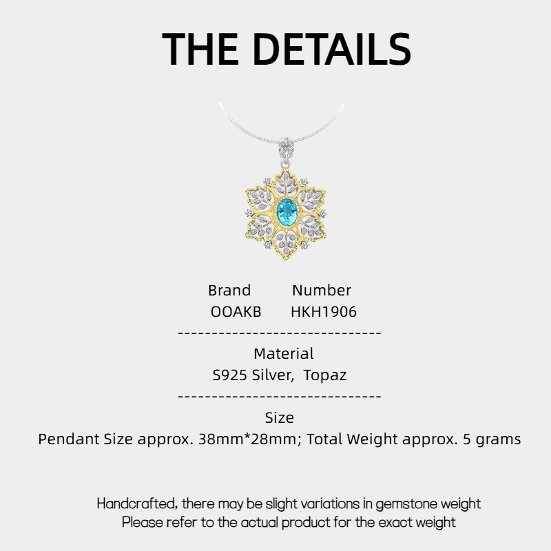 Topaz S925 Silver Snowflake Necklace
