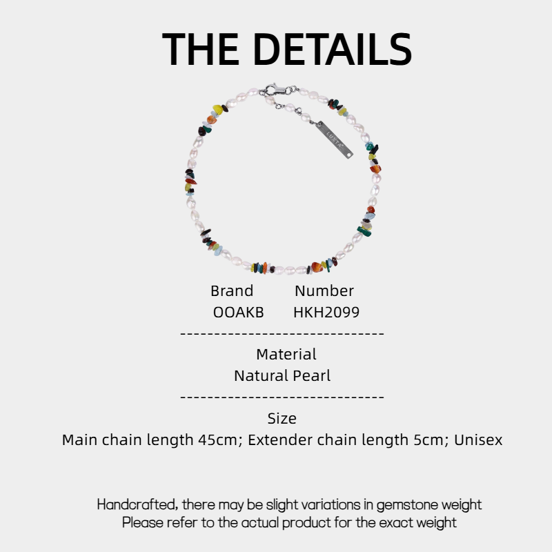 Colorful Natural Stone Bead & Baroque Pearl Necklace