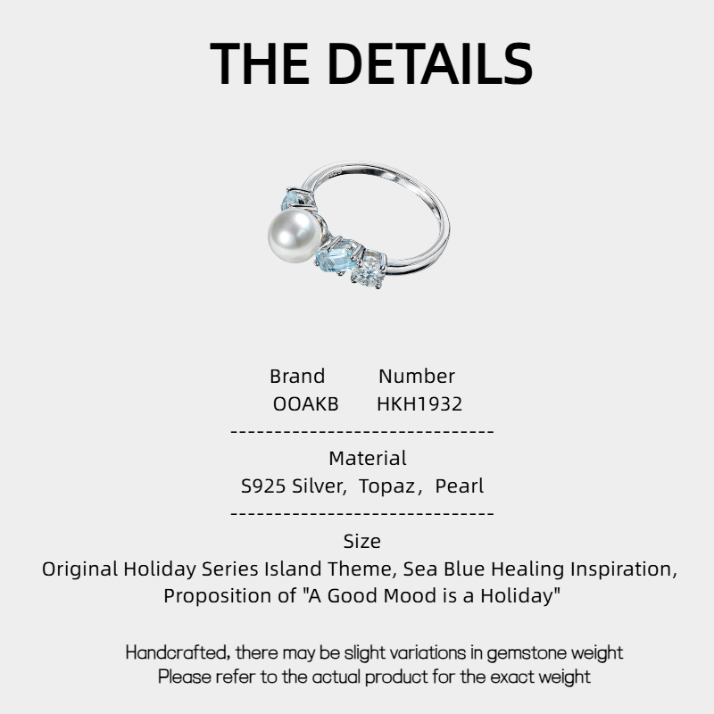 Topaz S925 Silver Saltwater Pearl Ring