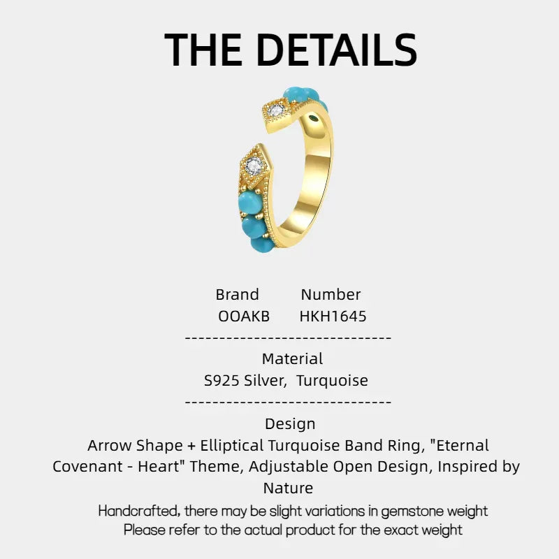 Turquoise Arrow Open Ring - OOAKB
