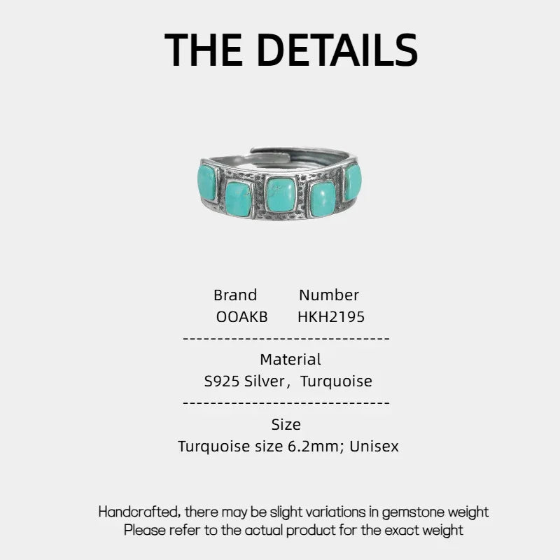Silver Turquoise Retro Stackable Ring - OOAKB