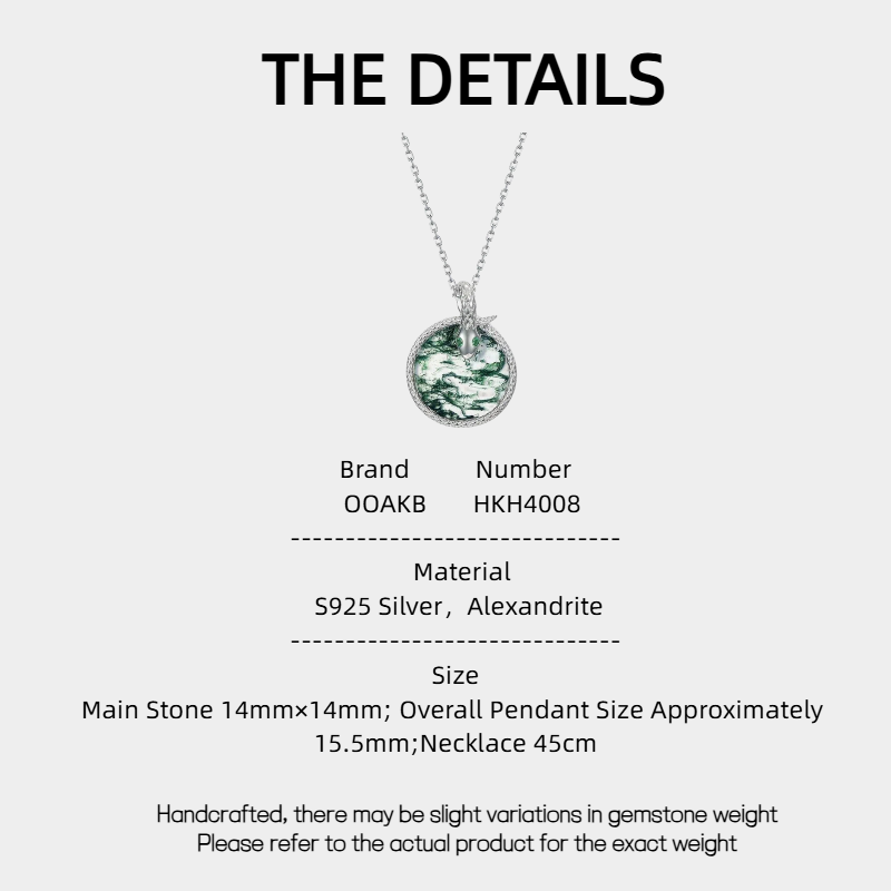 Moss Agate Spirit Snake Coiled Pendant