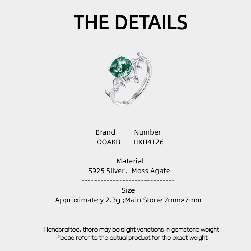 New Style Moss Agate Open Ring