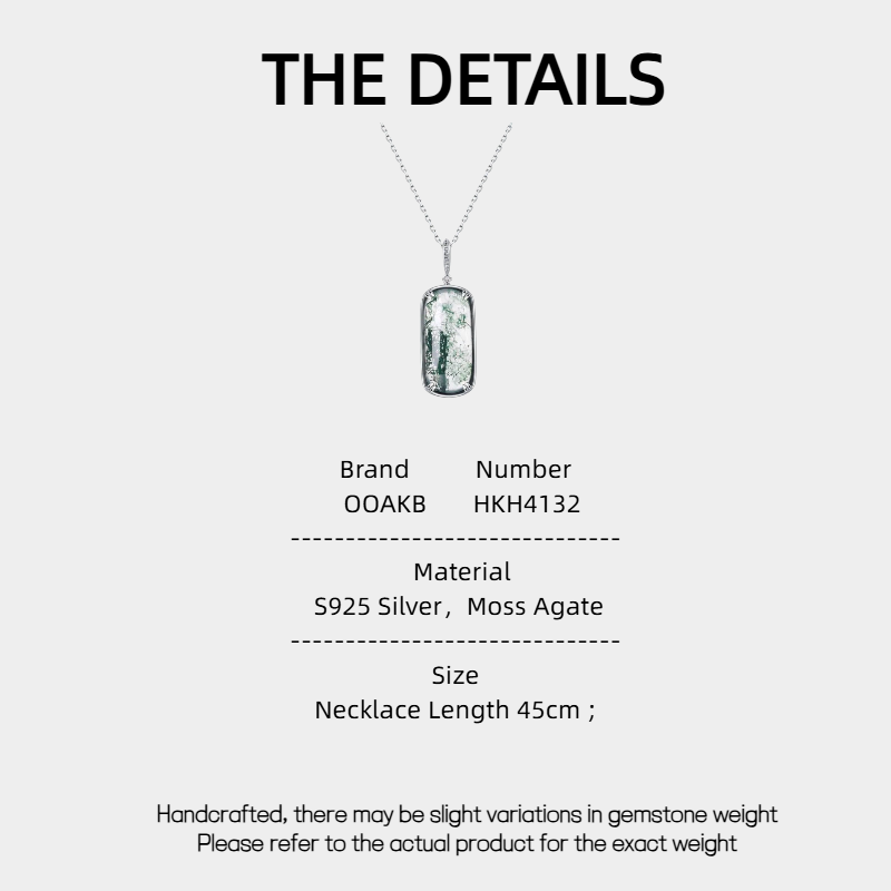 Women's Elegant Moss Agate Pendant Necklace