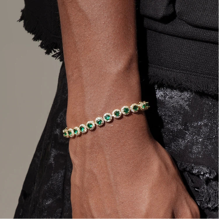 18K Gold Emerald Tennis Bracelet