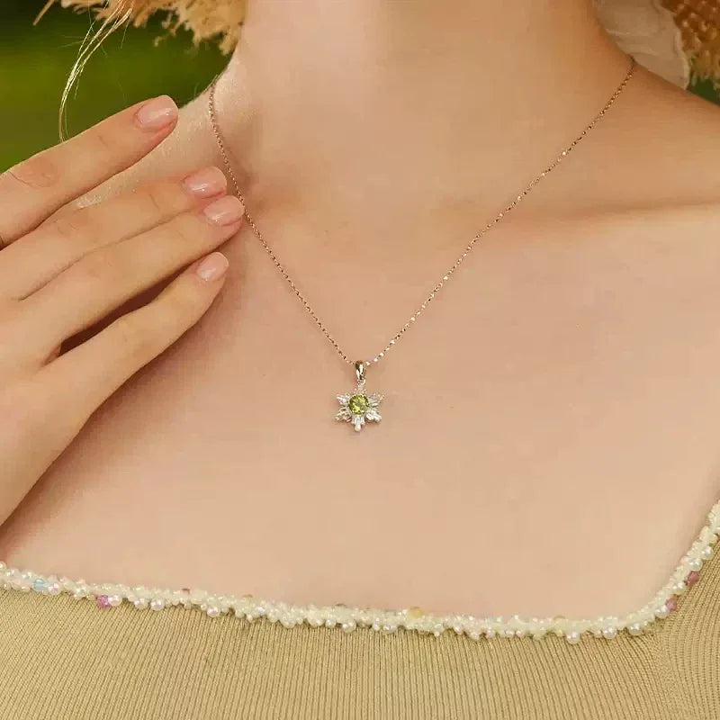 Natural Peridot Snowflake Collar Necklace - OOAKB