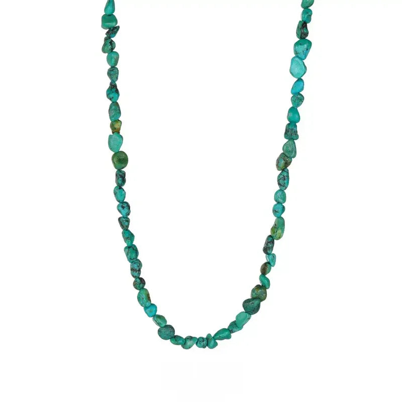 S925 Silver Natural Irregular Turquoise Beaded Necklace - OOAKB