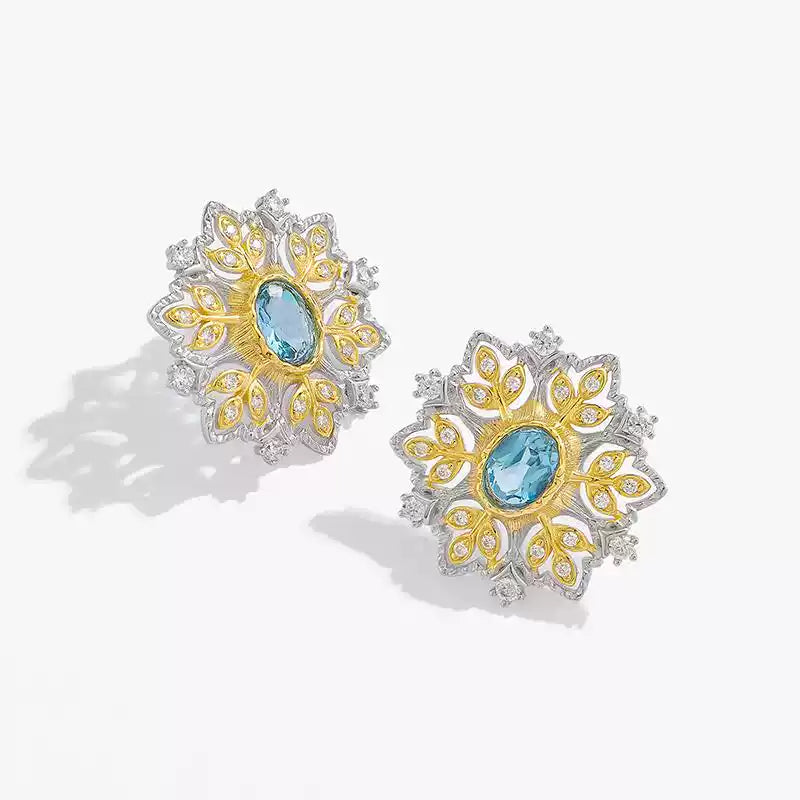 Topaz S925 Silver Snowflake Earrings