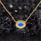 Blue Opal S925 Silver Vintage Pendant Necklace