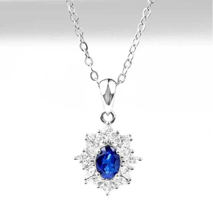 Sapphire S925 Silver Snowflake Shape Collarbone Necklace - OOAKB