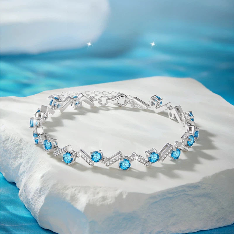 London Blue Topaz S925 Silver Geometric Bracelet