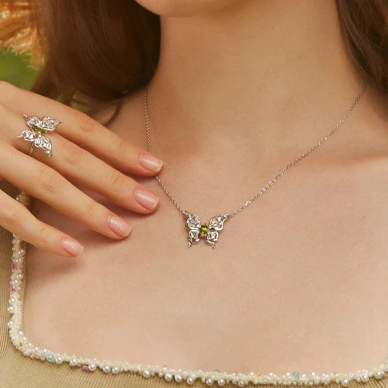 Natural Butterfly Peridot Collar Necklace - OOAKB