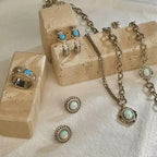 Blue Opal Feather C-Hoop Earrings