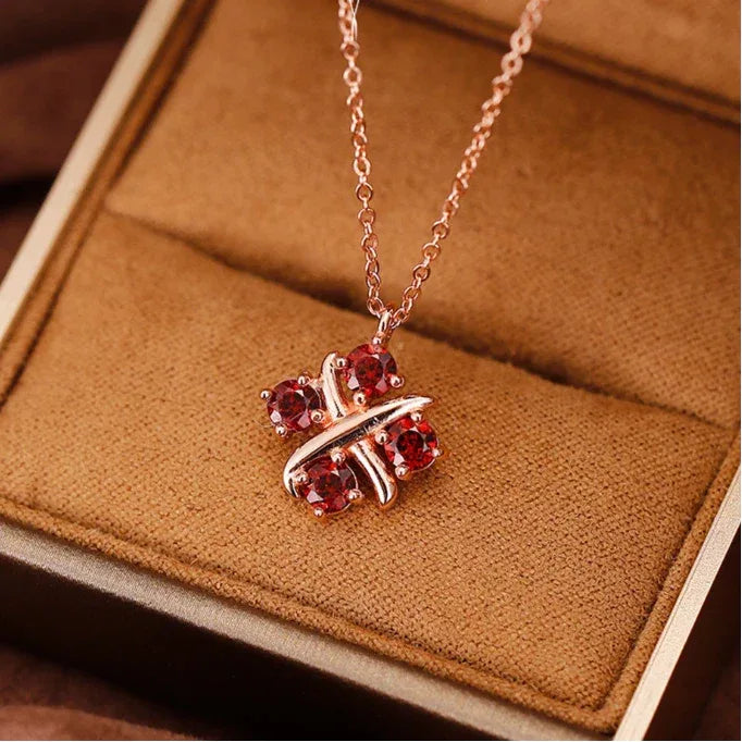 Plated 18K Rose Gold Cross Clover Collarbone Chain - OOAKB
