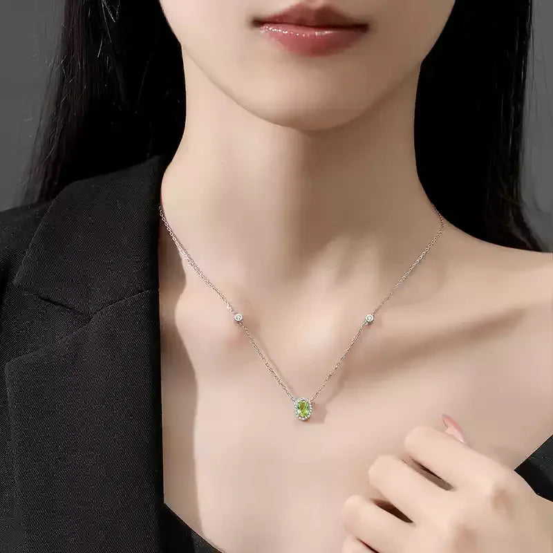 Natural Peridot Teardrop Necklace - OOAKB