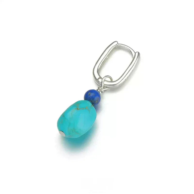 Silver Turquoise & Lapis Lazuli Earrings - OOAKB