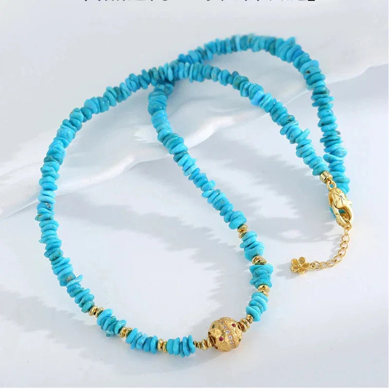 Natural Turquoise Seed DIY Minimalist Exquisite Collar Necklace - OOAKB