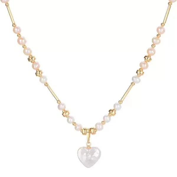 French Retro Baroque Heart-Shaped Pearl Collarbone Chain