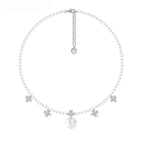 Sparkling Zircon Baroque Heart-Shaped Pearl Collarbone Chain