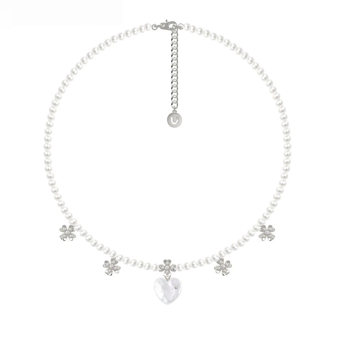 Sparkling Zircon Baroque Heart-Shaped Pearl Collarbone Chain