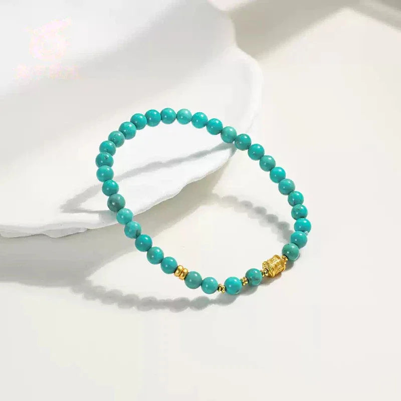 Turquoise Round Bead S925 Silver DIY Bracelet - OOAKB