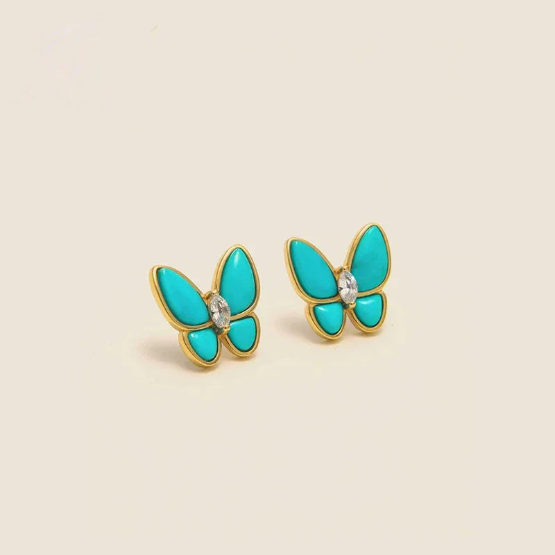 Natural Turquoise Butterfly Earrings - OOAKB