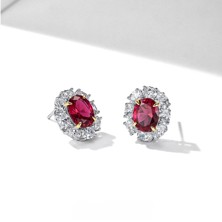 Ruby Earrings S925 Silver Drop Earrings