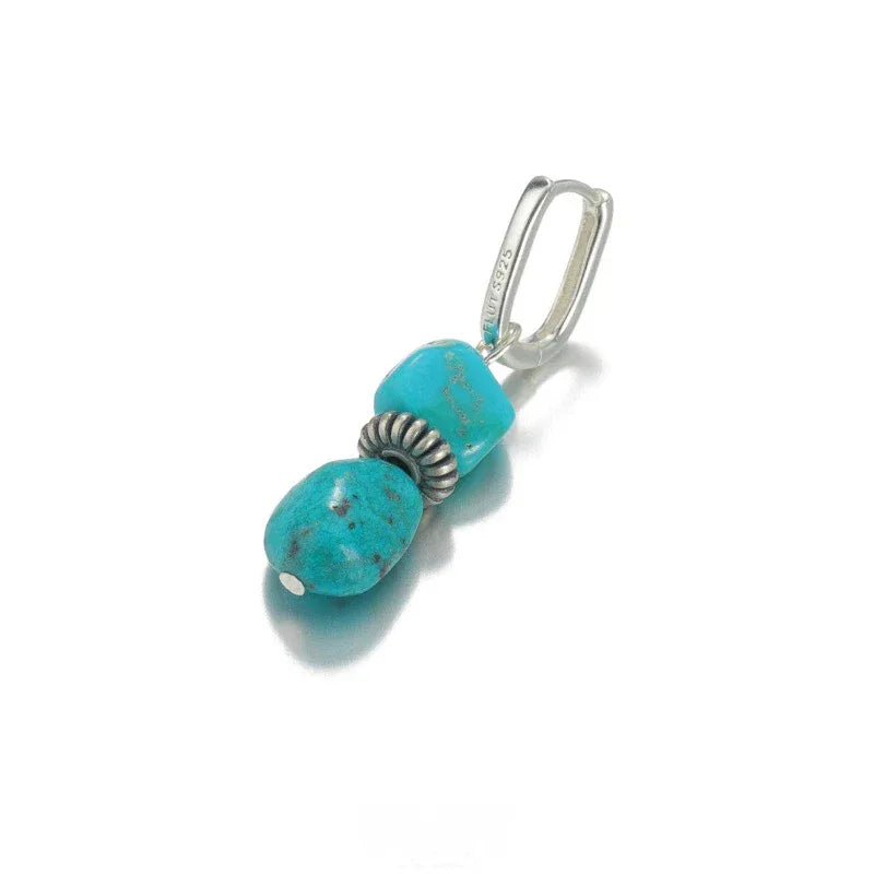 Silver Turquoise Earrings Unisex - OOAKB